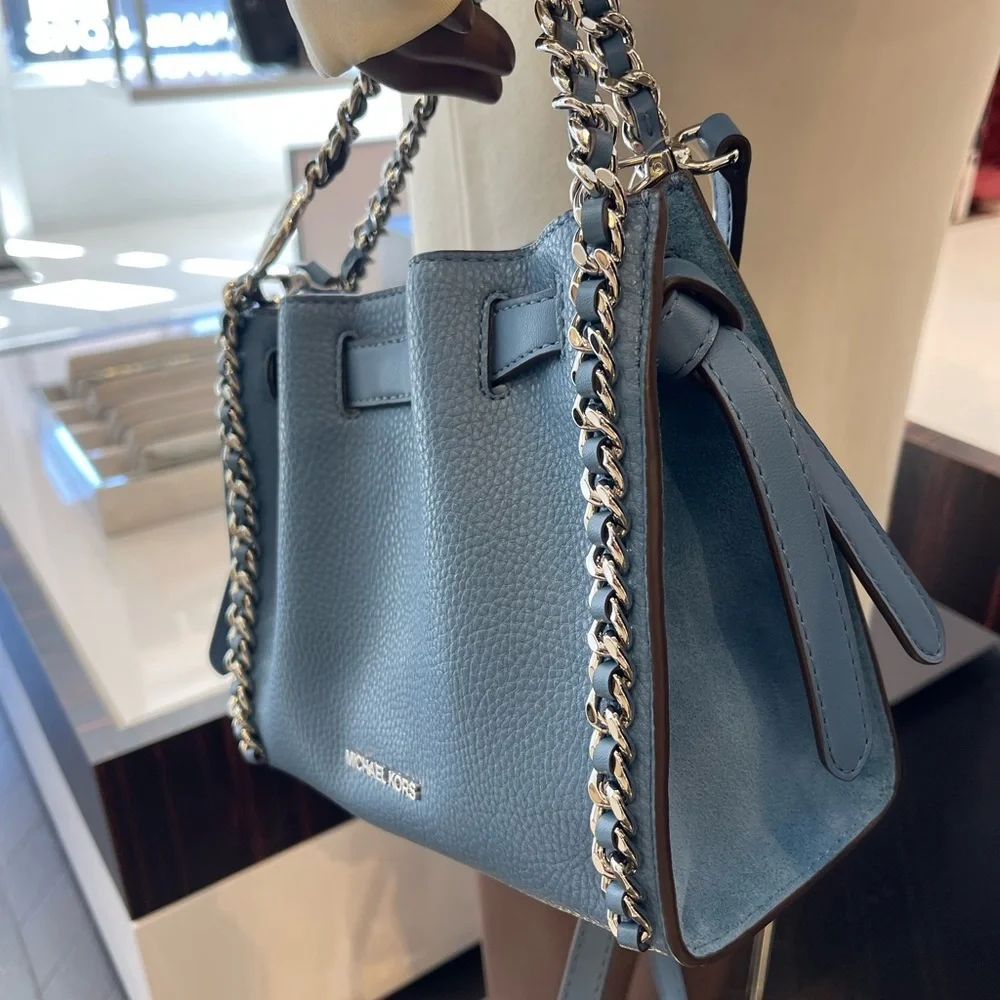 MICHAEL KORS Mina Small Chain Convertible Crossbody XBody Bag Cornflower Belted